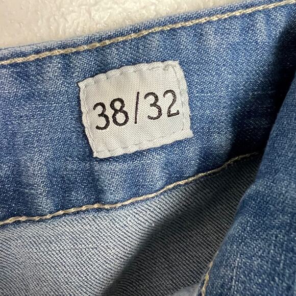 Smoke Rise Jeans Mens Size 38x32 Distressed Ripped Light Wash Slim Fit Denim - Picture 4 of 13